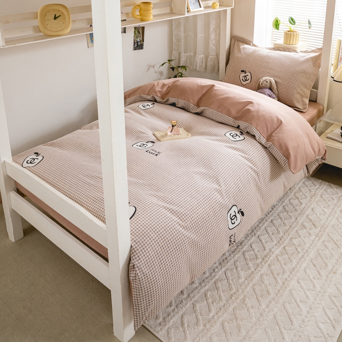 91家纺网 家纺一手货源 找家纺 优品阁 2024新款全棉磨毛学生上下铺三件套 千爱