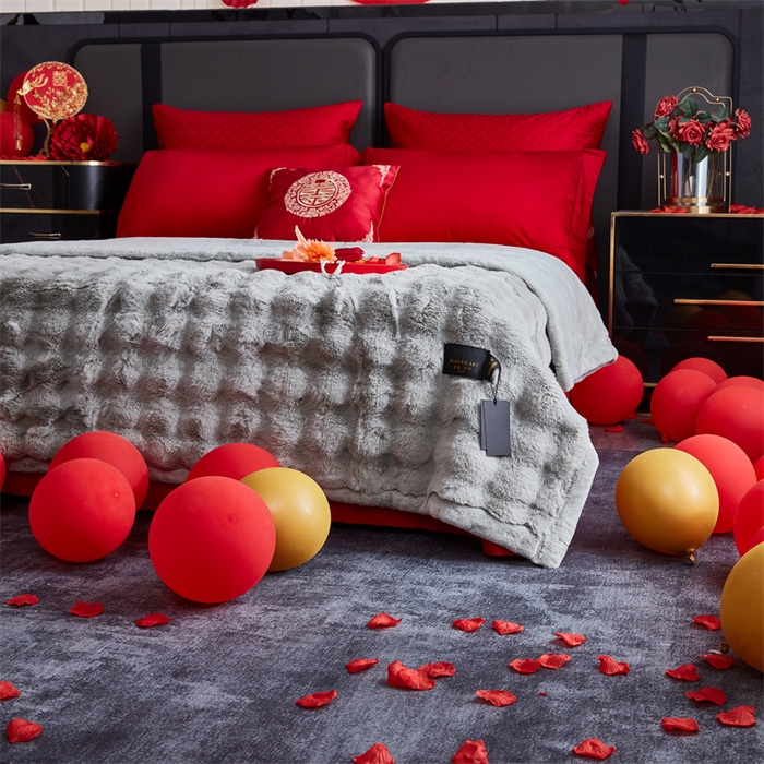 91家纺网 家纺一手货源 找家纺 2025新款仿皮草摩登艺术毛毯毯子子家用毛毛毯毯子四季盖毛毯毯子 艺术蓝灰