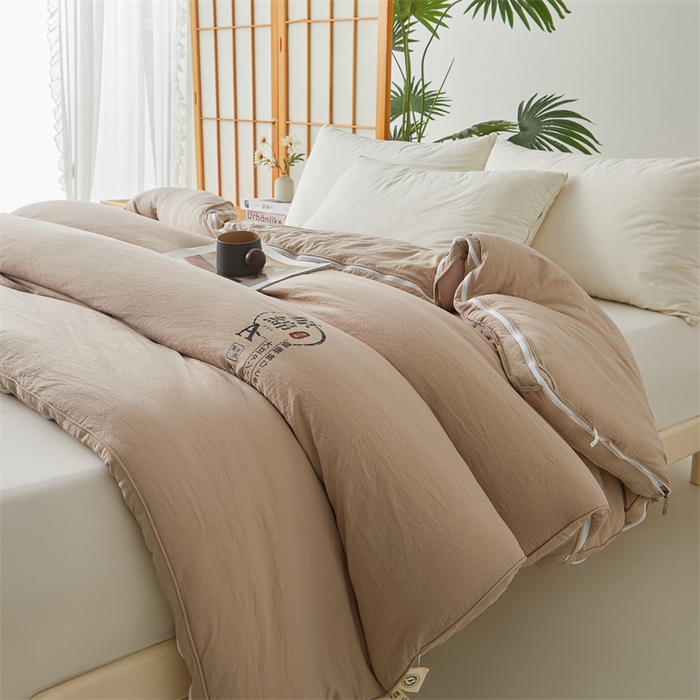 91家纺网 家纺一手货源 找家纺 创优家纺 2025新款原棉子母被双胎被春秋被冬被被子被芯二合一拉链款 原棉-卡其