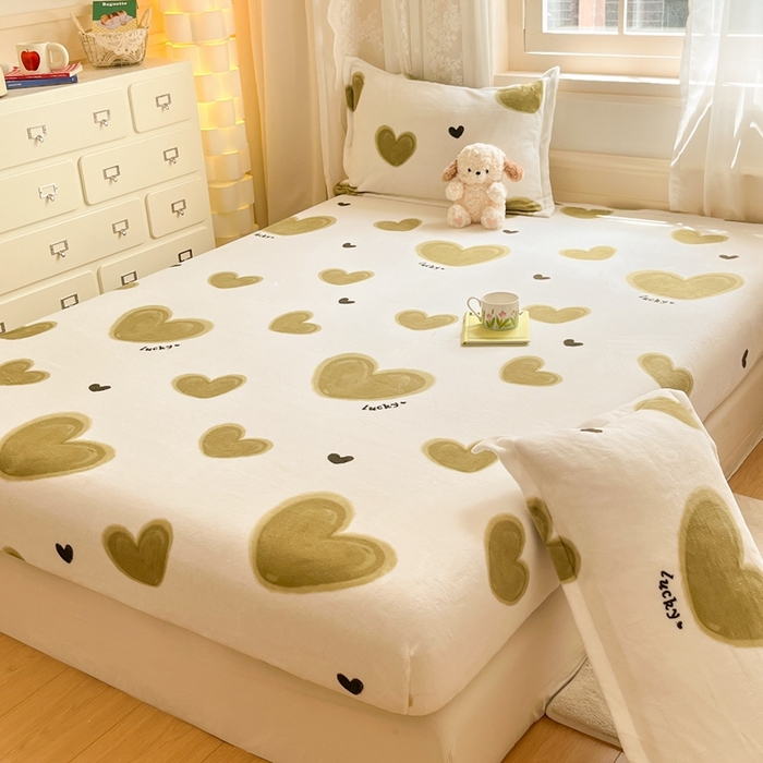 91家纺网 家纺一手货源 找家纺 川悦生活 2024新款加厚牛奶绒印花单床笠 床笠萌心