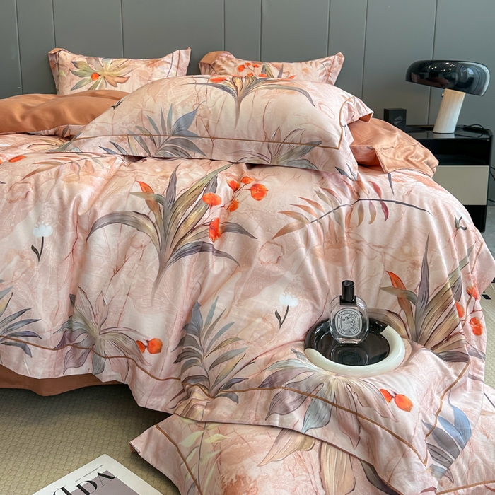 91家纺网 家纺一手货源 找家纺 舒慕 2025新款阳绒天丝棉磨毛数码印花缇芙绒四件套 幽静