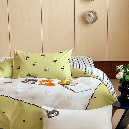 91家纺网 家纺一手货源 找家纺 （总）2024新款40S设计师款全棉大版趣味印花系列四件套