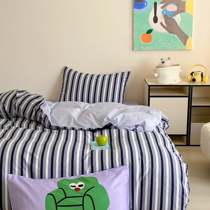 91家纺网 家纺一手货源 找家纺 2024新款40支13372全棉数码大版趣味系列四件套 休闲假日