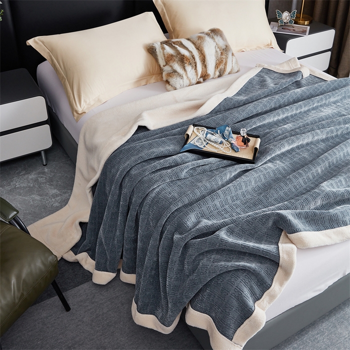 91家纺网 家纺一手货源 找家纺 2024新款雪妮尔四季毛毯毯子家用毛毛毯毯子 蓝灰