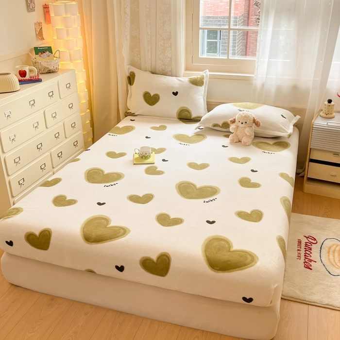 91家纺网 家纺一手货源 找家纺 川悦生活 2024新款加厚牛奶绒印花单床笠 床笠萌心