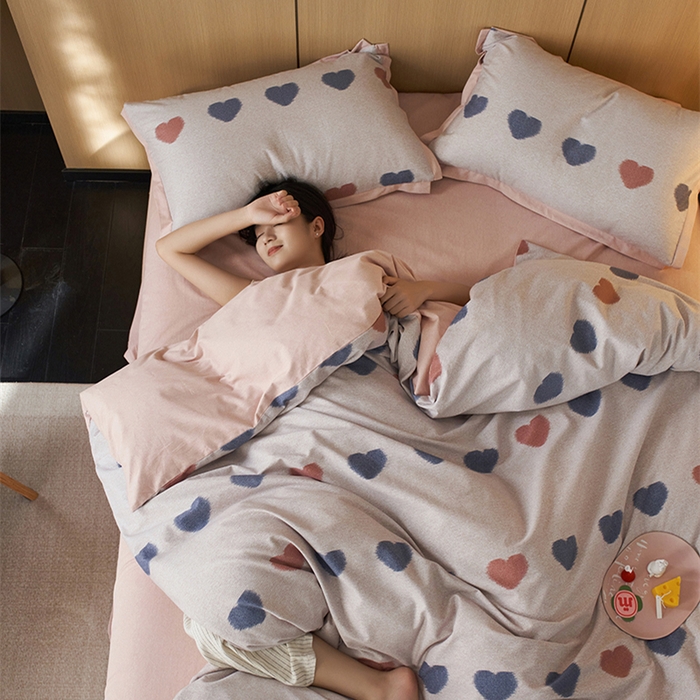 91家纺网 家纺一手货源 找家纺 2024新款全棉磨毛印花工艺款四件套 满心欢喜