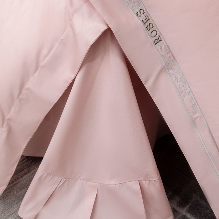 91家纺网 家纺一手货源 找家纺 绒博士 2024新款160支长绒棉四件套-巴黎之约 露娜粉