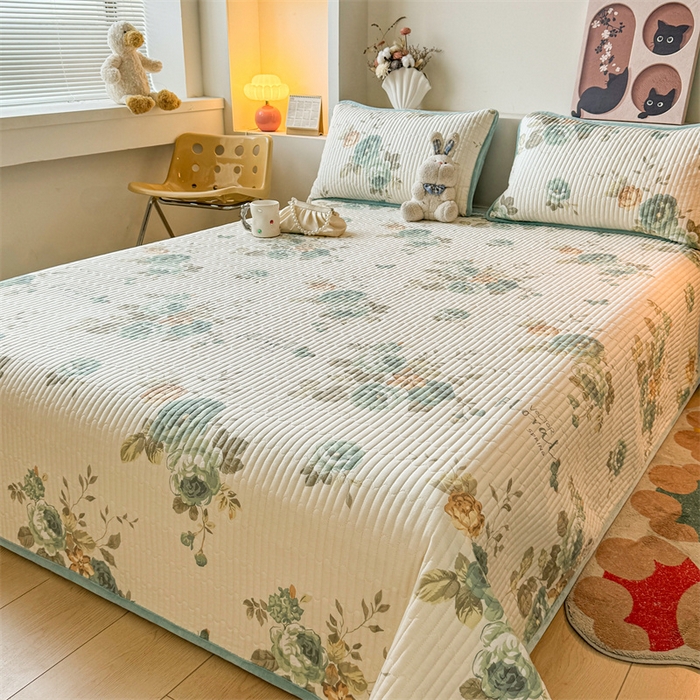 91家纺网 家纺一手货源 找家纺 2024新款全棉卡通印花宝宝绒双拼床盖床垫 水墨江南