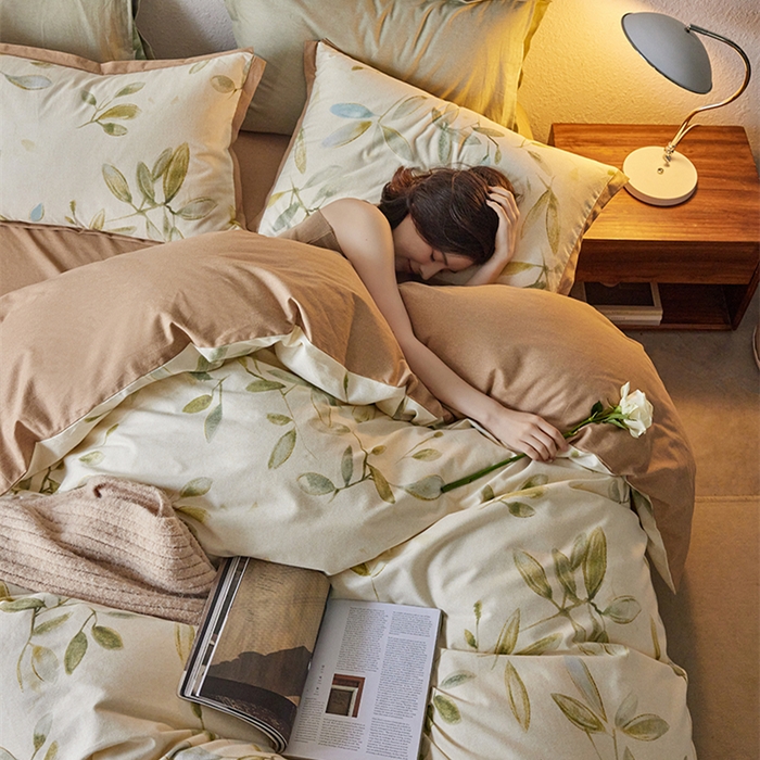 91家纺网 家纺一手货源 找家纺 2024新款全棉磨毛印花工艺款四件套 乐莹