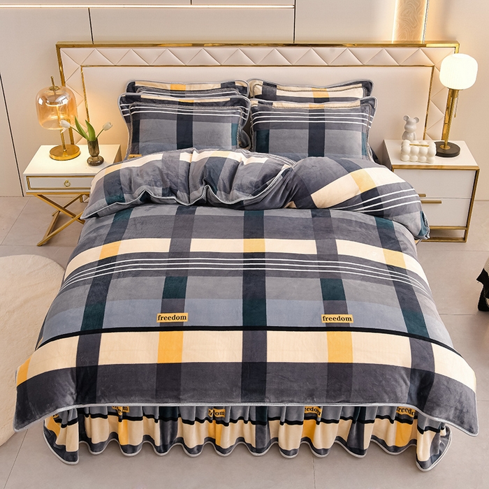 91家纺网 家纺一手货源 找家纺 绒品荟家纺 2025新款牛奶绒四件套 时尚格