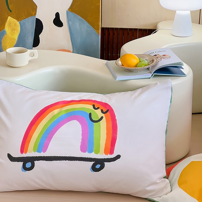 91家纺网 家纺一手货源 找家纺 2024新款40S设计师款全棉大版趣味印花系列四件套 趣味时光