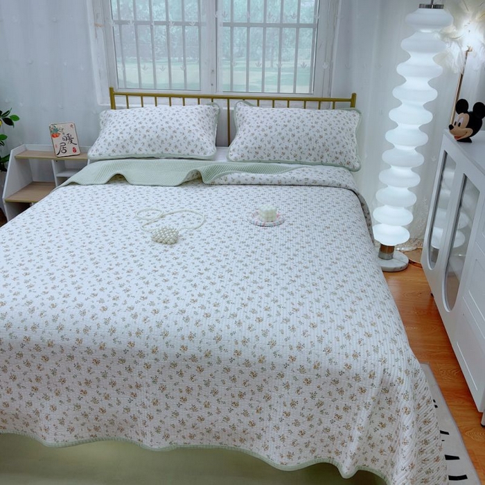 91家纺网 家纺一手货源 找家纺 2024新款棉加绒双面两用四季款床盖三件套 桂花香