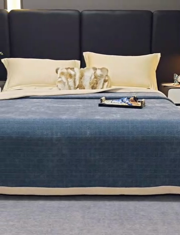 91家纺网 家纺一手货源 找家纺 2024新款雪妮尔四季毛毯毯子家用毛毛毯毯子 蓝灰