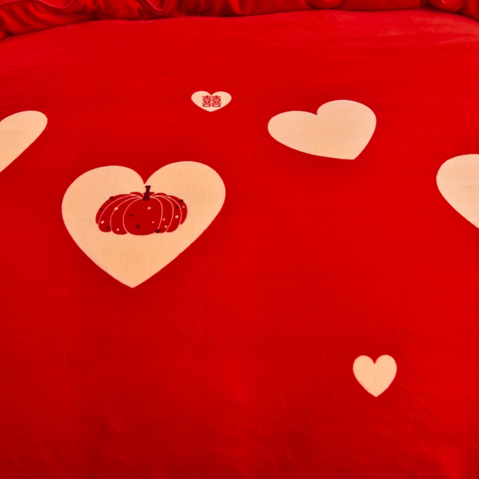 91家纺网 家纺一手货源 找家纺 晚静家纺 2024新款8.5斤牛奶绒金貂法莱绒床裙款保暖绒四件套 欣喜南瓜