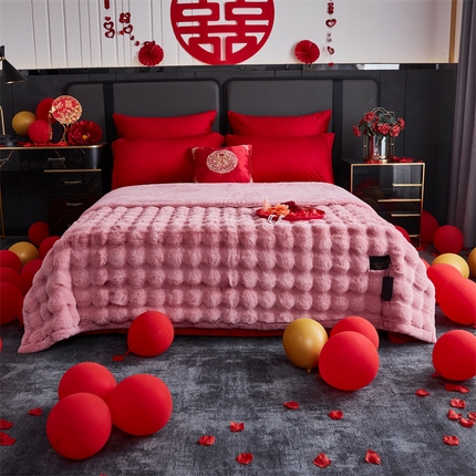 2025新款仿皮草摩登艺术毛毯毯子子家用毛毛毯毯子四季盖毛毯毯子 艺术粉