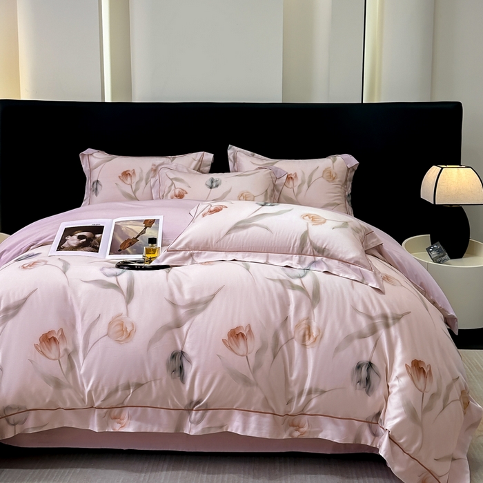 91家纺网 家纺一手货源 找家纺 舒慕 2025新款阳绒天丝棉磨毛数码印花缇芙绒四件套 玉玲珑