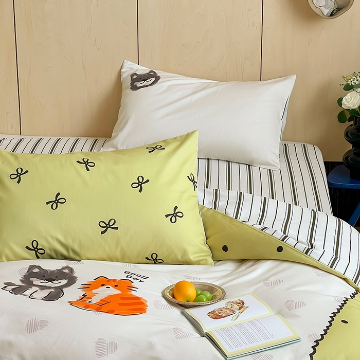 91家纺网 家纺一手货源 找家纺 2024新款40S设计师款全棉大版趣味印花系列四件套 美好生活