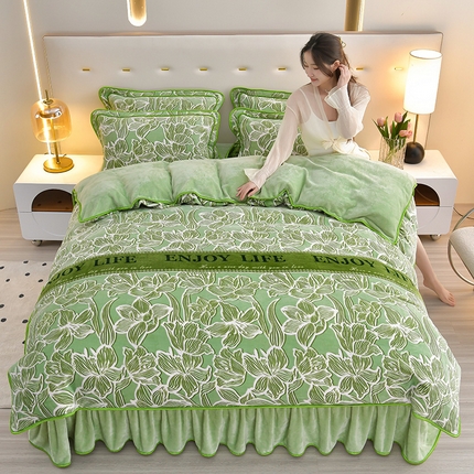 91家纺网 家纺一手货源 找家纺 绒品荟家纺 2025新款牛奶绒四件套 莫奈庄园