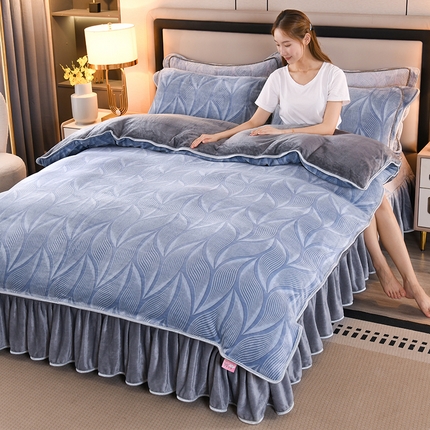 爱洛 2024新款日产过万爆款印花牛奶绒四件套 素色主义