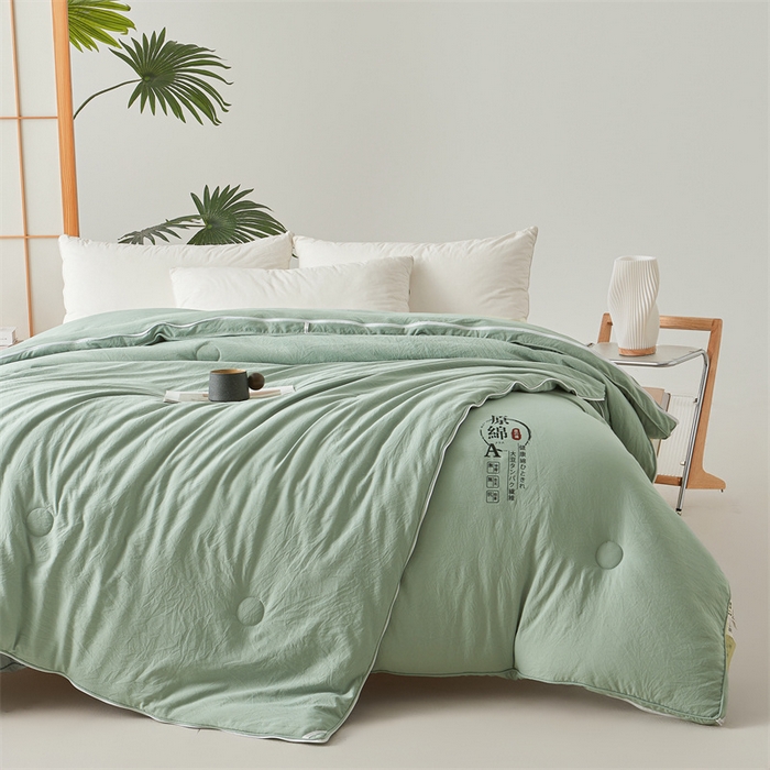 91家纺网 家纺一手货源 找家纺 创优家纺 2025新款原棉子母被双胎被春秋被冬被被子被芯二合一拉链款 原棉-松绿