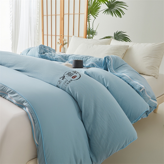 91家纺网 家纺一手货源 找家纺 创优家纺 2025新款原棉子母被双胎被春秋被冬被被子被芯二合一拉链款 原棉-蓝色