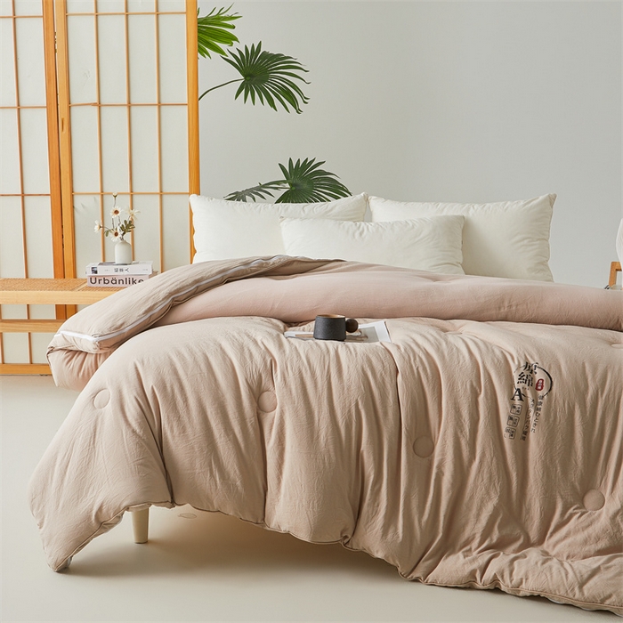 91家纺网 家纺一手货源 找家纺 创优家纺 2025新款原棉子母被双胎被春秋被冬被被子被芯二合一拉链款 原棉-卡其