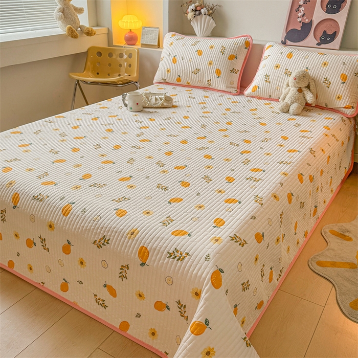 91家纺网 家纺一手货源 找家纺 2024新款全棉卡通印花宝宝绒双拼床盖床垫 心想事橙