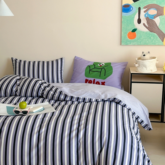 91家纺网 家纺一手货源 找家纺 2024新款40支13372全棉数码大版趣味系列四件套 休闲假日