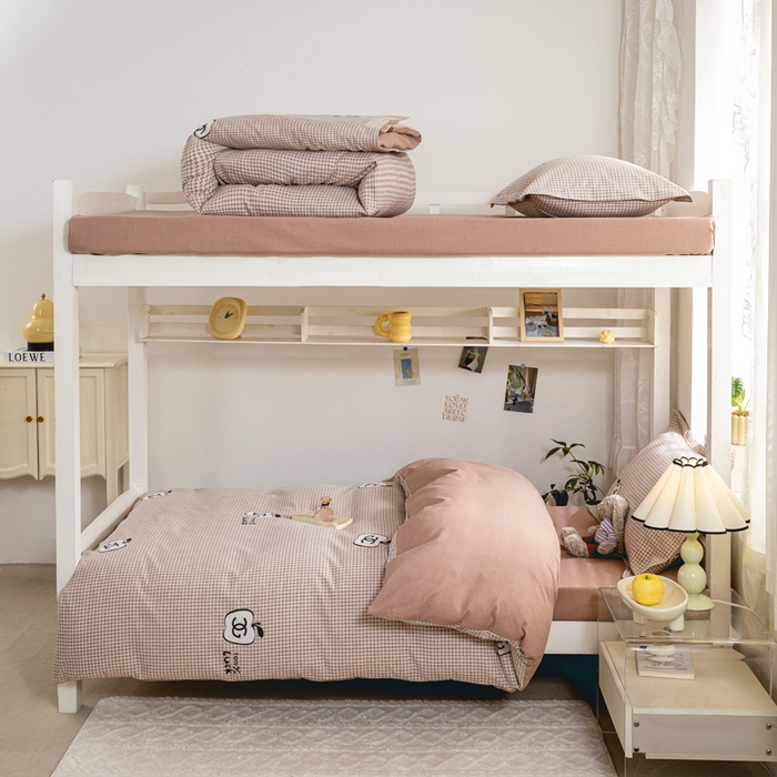 91家纺网 家纺一手货源 找家纺 优品阁 2024新款全棉磨毛学生上下铺三件套 千爱