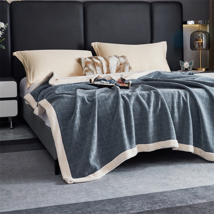 91家纺网 家纺一手货源 找家纺 2024新款雪妮尔四季毛毯毯子家用毛毛毯毯子 蓝灰