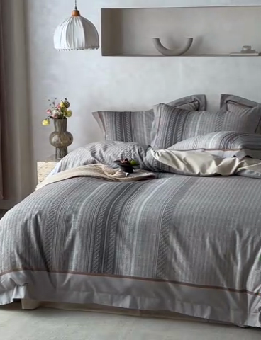 91家纺网 家纺一手货源 找家纺 2024新款全棉磨毛数码印花系列四件套 林音