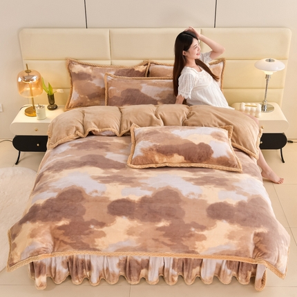 91家纺网 家纺一手货源 找家纺 星窝 2025新款直播9斤高克重冰岛臻棉绒印花牛奶绒四件套（控价标准不低于139） 唯美