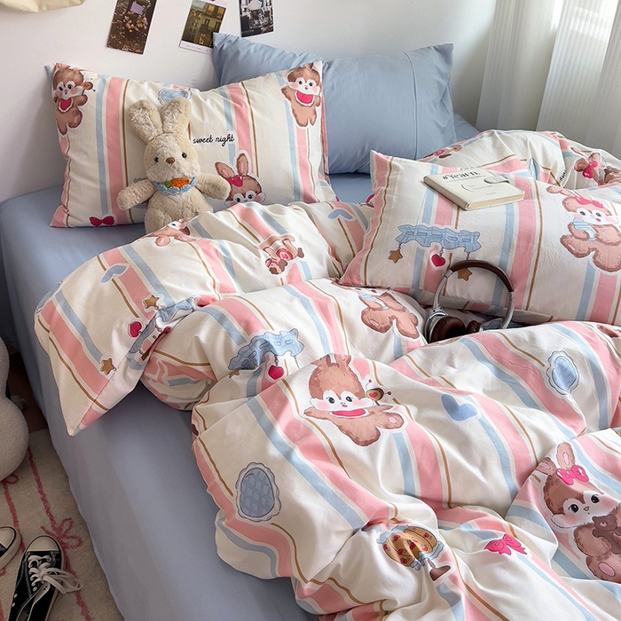 91家纺网 家纺一手货源 找家纺 星巴k家纺 2024新款A类超柔水洗棉印花四件套 兔兔报道