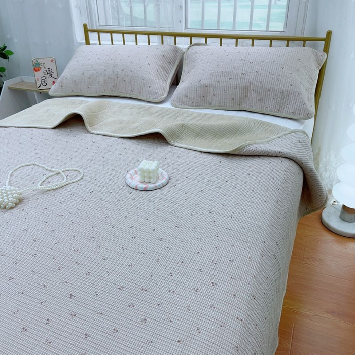 91家纺网 家纺一手货源 找家纺 2024新款棉加绒双面两用四季款床盖三件套 芍药卡