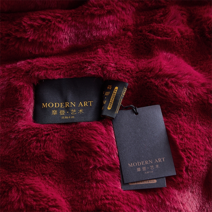91家纺网 家纺一手货源 找家纺 2025新款仿皮草摩登艺术毛毯毯子子家用毛毛毯毯子四季盖毛毯毯子 艺术酒红