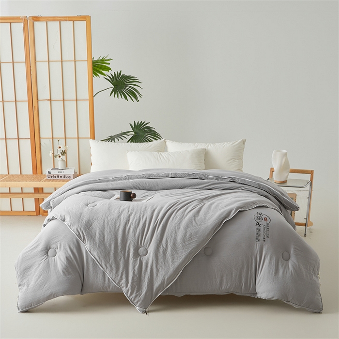 91家纺网 家纺一手货源 找家纺 创优家纺 2025新款原棉子母被双胎被春秋被冬被被子被芯二合一拉链款 原棉-灰色