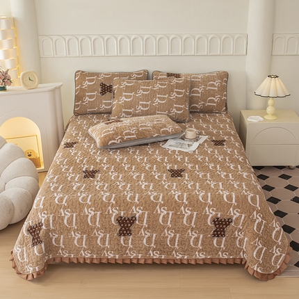 91家纺网 家纺一手货源 找家纺 （总）梓依家纺 2025新款牛奶绒花边单床盖三件套四件套