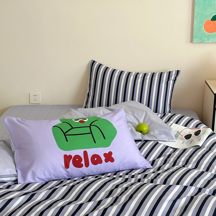 91家纺网 家纺一手货源 找家纺 2024新款40支13372全棉数码大版趣味系列四件套 休闲假日