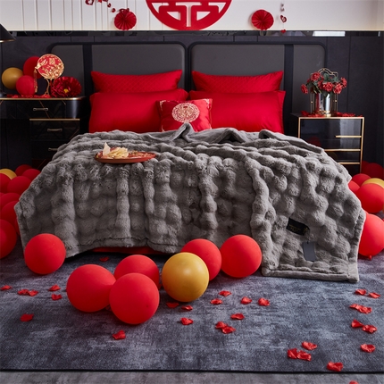 91家纺网 家纺一手货源 找家纺 2025新款仿皮草摩登艺术毛毯毯子子家用毛毛毯毯子四季盖毛毯毯子 艺术灰