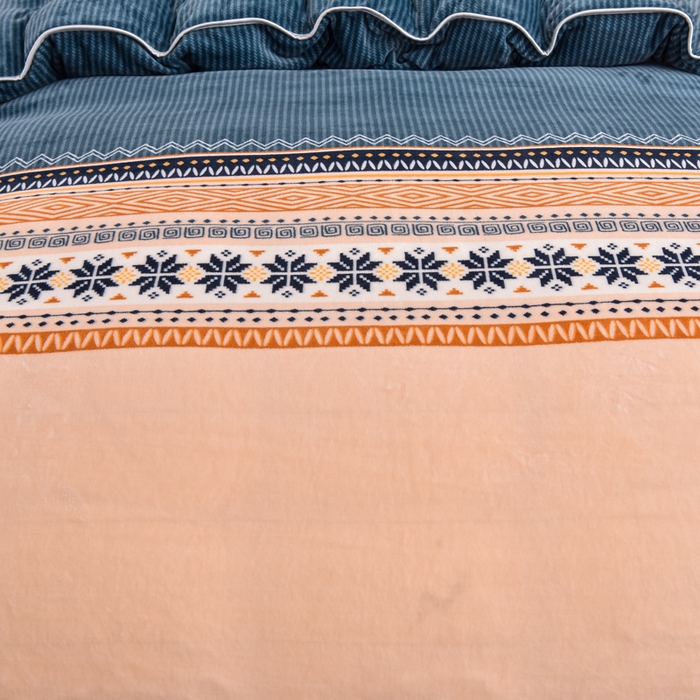 91家纺网 家纺一手货源 找家纺 晚静家纺 2024新款8.5斤牛奶绒金貂法莱绒床裙款保暖绒四件套 北欧海岸