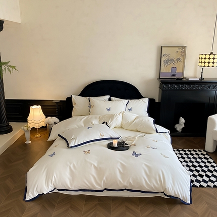 91家纺网 家纺一手货源 找家纺 （总）佳汐蓝家纺 2024秋冬新品全棉磨毛轻奢四件套-冬日蝶信