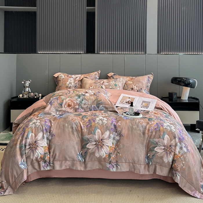 91家纺网 家纺一手货源 找家纺 舒慕 2025新款阳绒天丝棉磨毛数码印花缇芙绒四件套 如梦