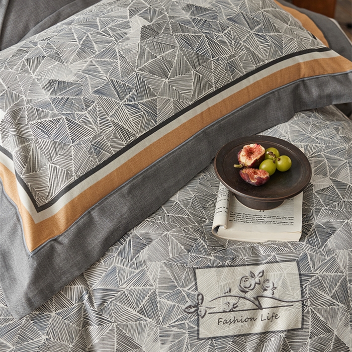 91家纺网 家纺一手货源 找家纺 2024新款全棉磨毛数码印花系列四件套 曼哈顿