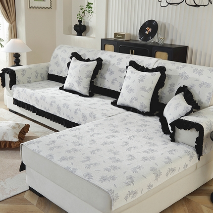 91家纺网 家纺一手货源 找家纺 （总）共鸣沙发垫 2024新款色轻奢雪尼尔沙发垫 色织樱花系列