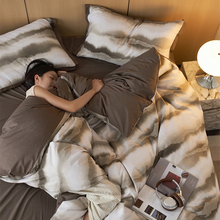 91家纺网 家纺一手货源 找家纺 2024新款全棉磨毛印花工艺款四件套 一生之水