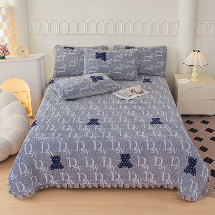 91家纺网 家纺一手货源 找家纺 （总）梓依家纺 2025新款牛奶绒花边单床盖三件套四件套