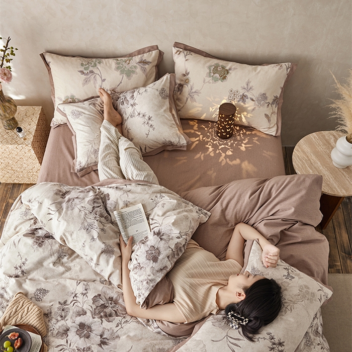 91家纺网 家纺一手货源 找家纺 2024新款全棉磨毛印花工艺款四件套 远黛