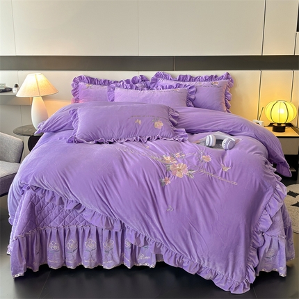 2024新品A类依恋宝宝绒韩版四件套 浪漫紫