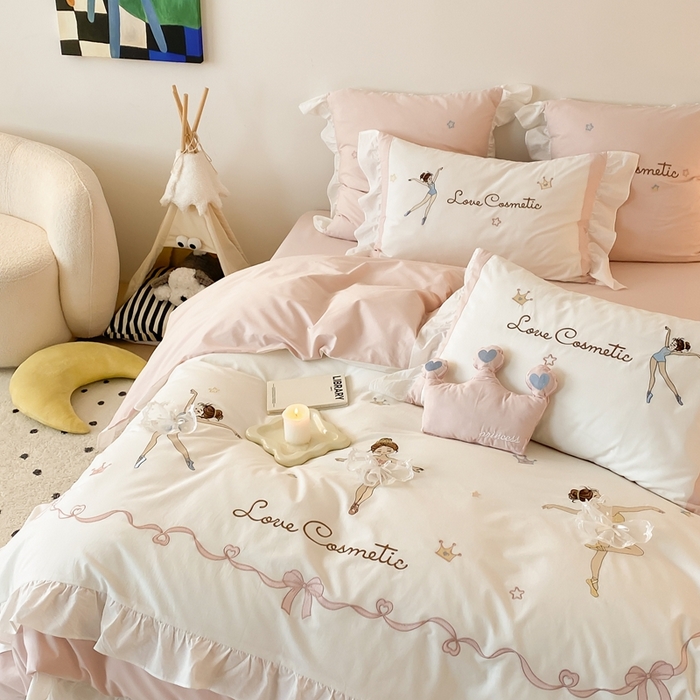 91家纺网 家纺一手货源 找家纺 （总）星野 2024秋冬新品加厚40S水洗棉四件套-芭蕾梦