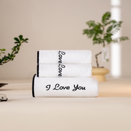 91家纺网 家纺一手货源 找家纺 （总）彩虹毛巾 2024新款I Love you珊瑚绒毛巾浴巾套装